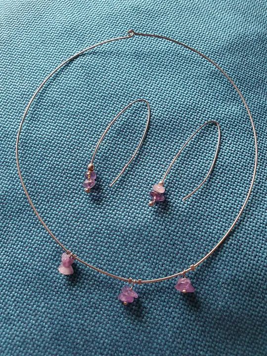 Conjunto colar brinco roxo