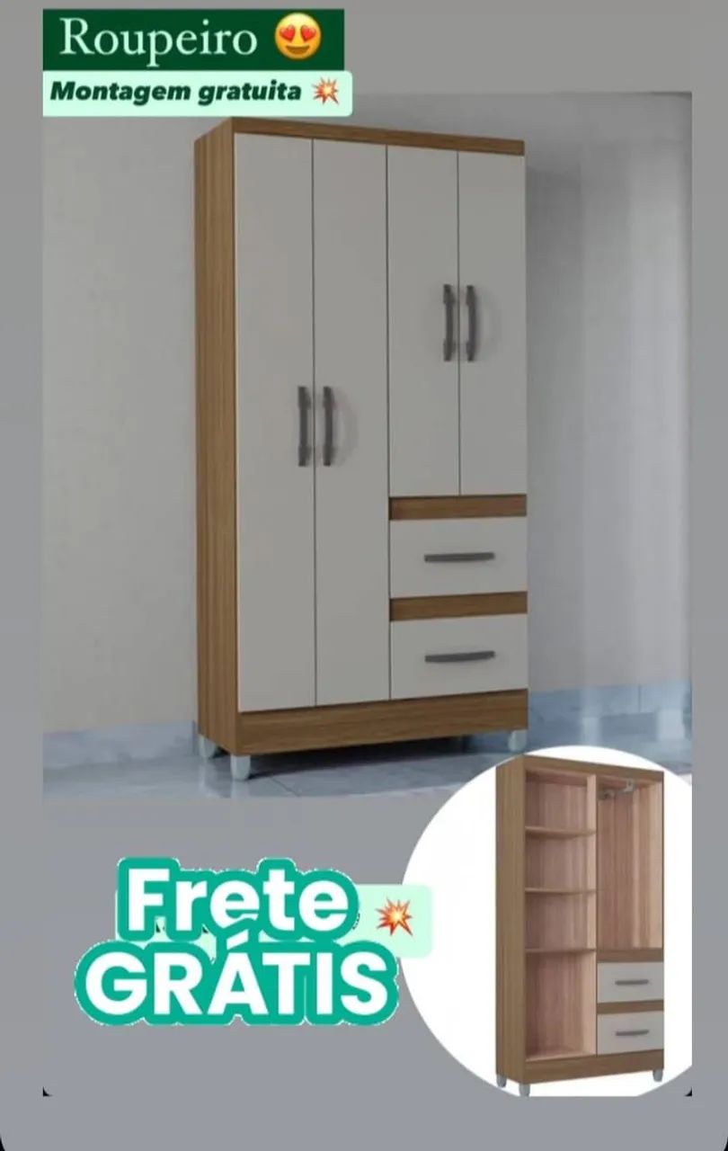 Guarda-Roupa Completo com Montagem Gratuita