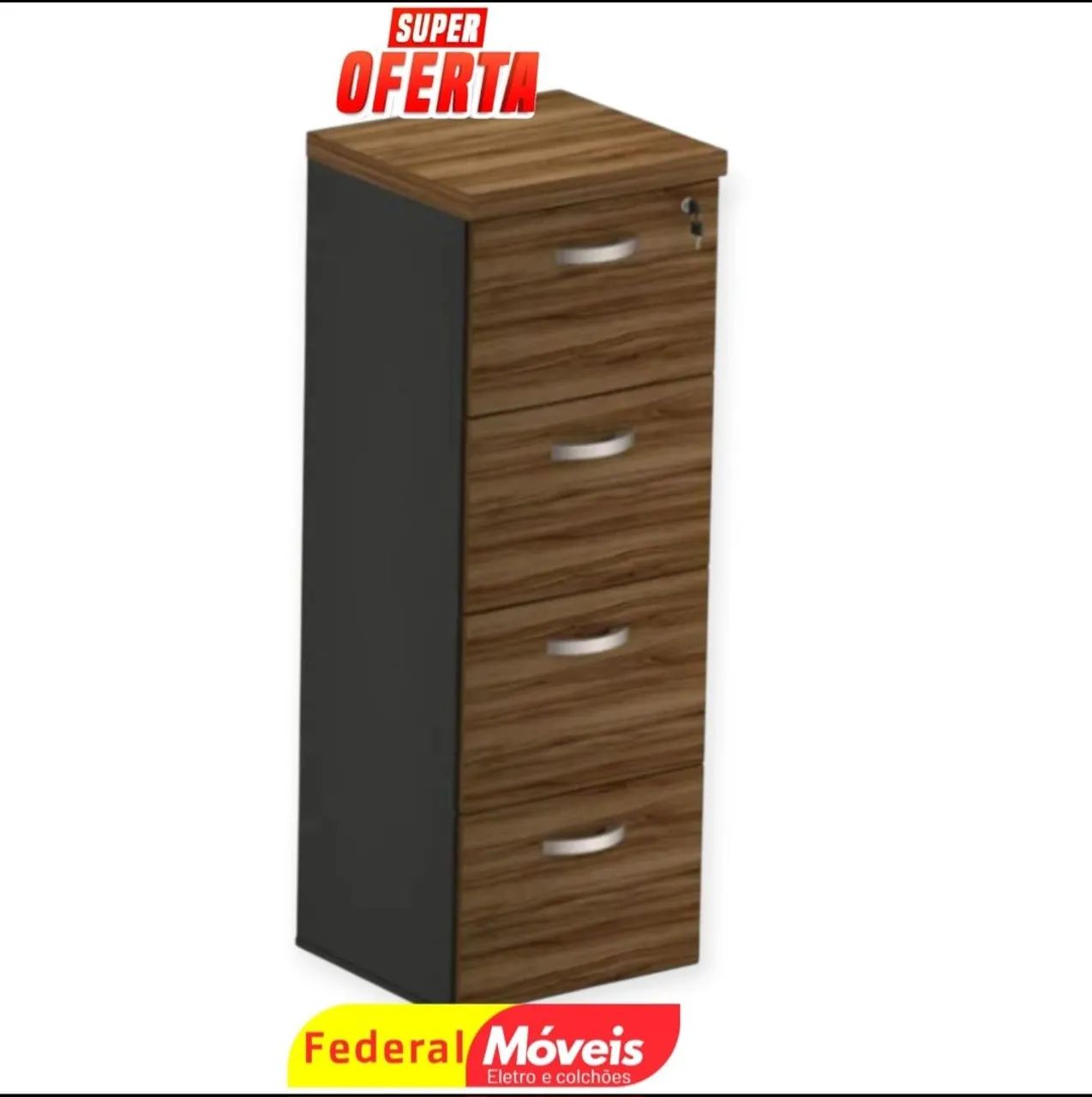 Arquivo de Escritório 4 Gavetas - 1,27x0,46x0,42 | Novo e Resistente