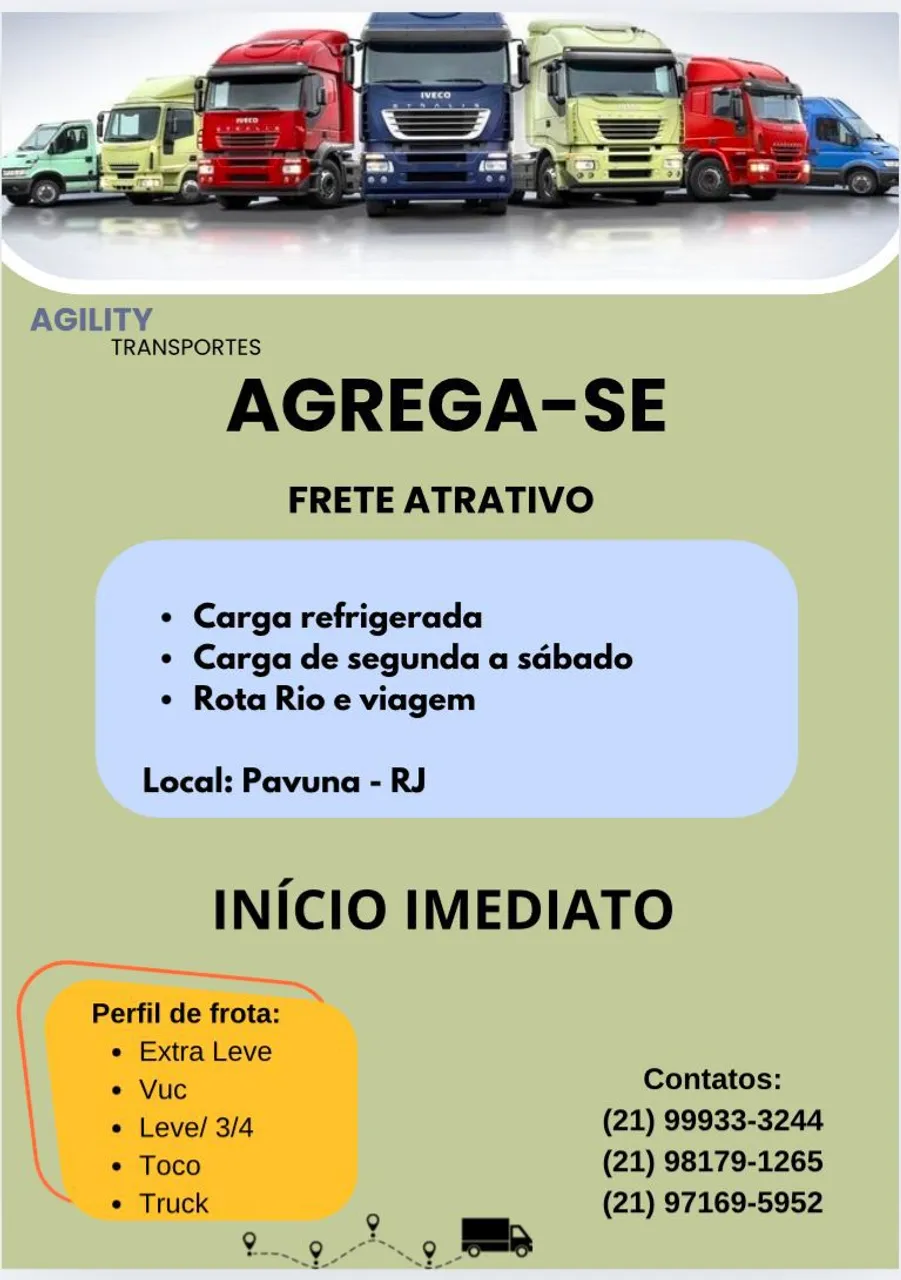 Agregamos caminhão refrigerado.