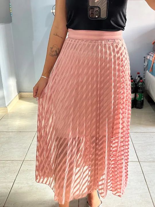 Saia Plissada Rosa em Tule - Foto 4