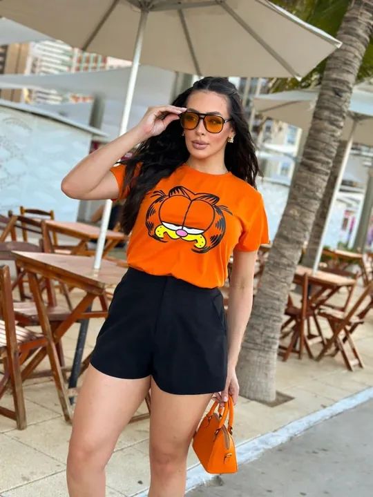 Camiseta Garfield Laranja - Tamanho M - Foto 4