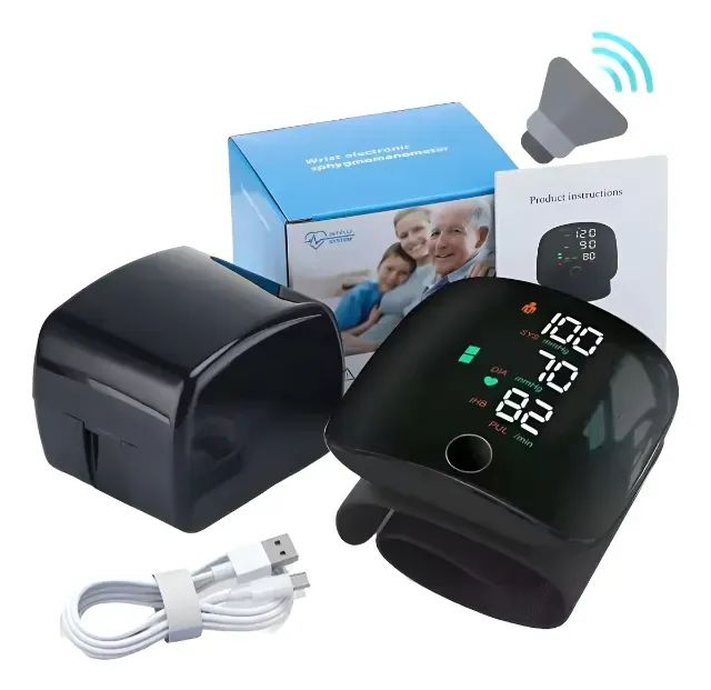 Medidor De Pressão Digital Com Voz Portugues Preto