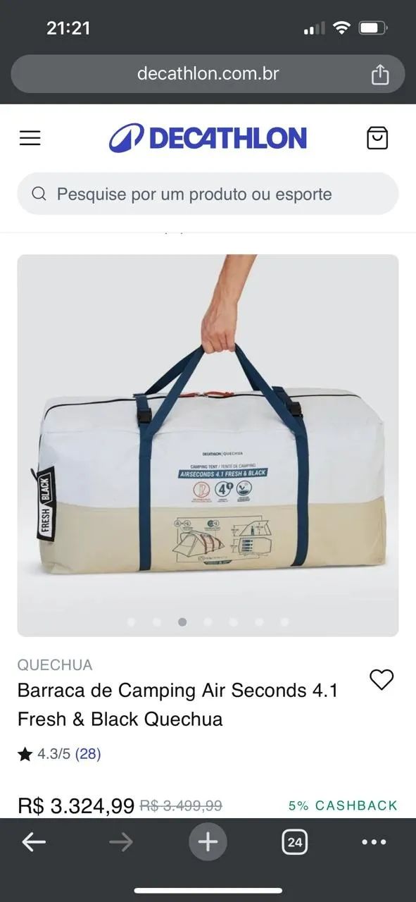 Barraca camping Air Seconds 4.1 fresh black quéchua