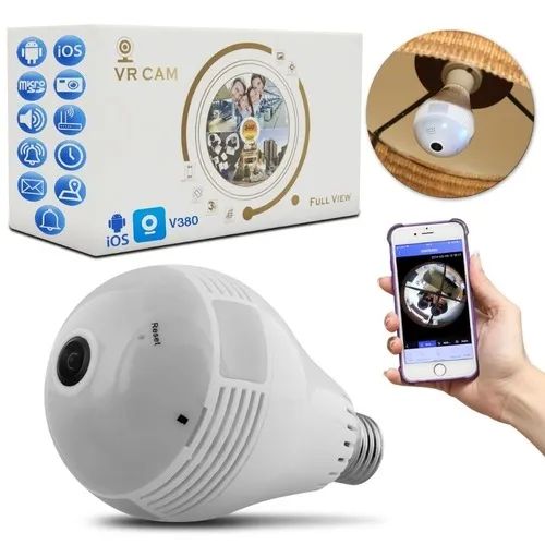 Lâmpada Câmera Led Wifi Ip HD Panorâmica 360º Espião Celular - Foto 2
