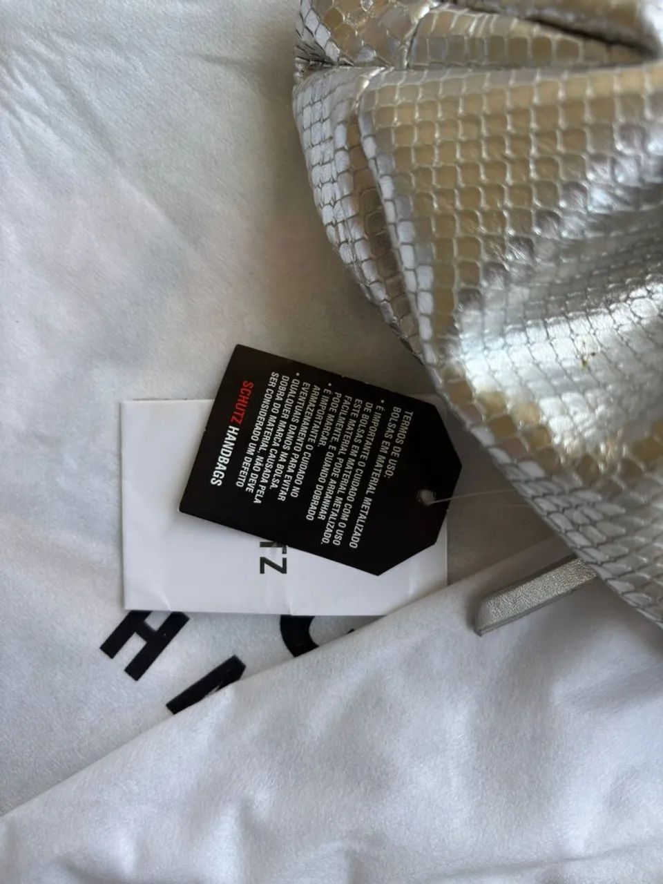 BOLSA SCHUTZ MÉDIA CLUTCH SNAKE PRATA - Foto 5