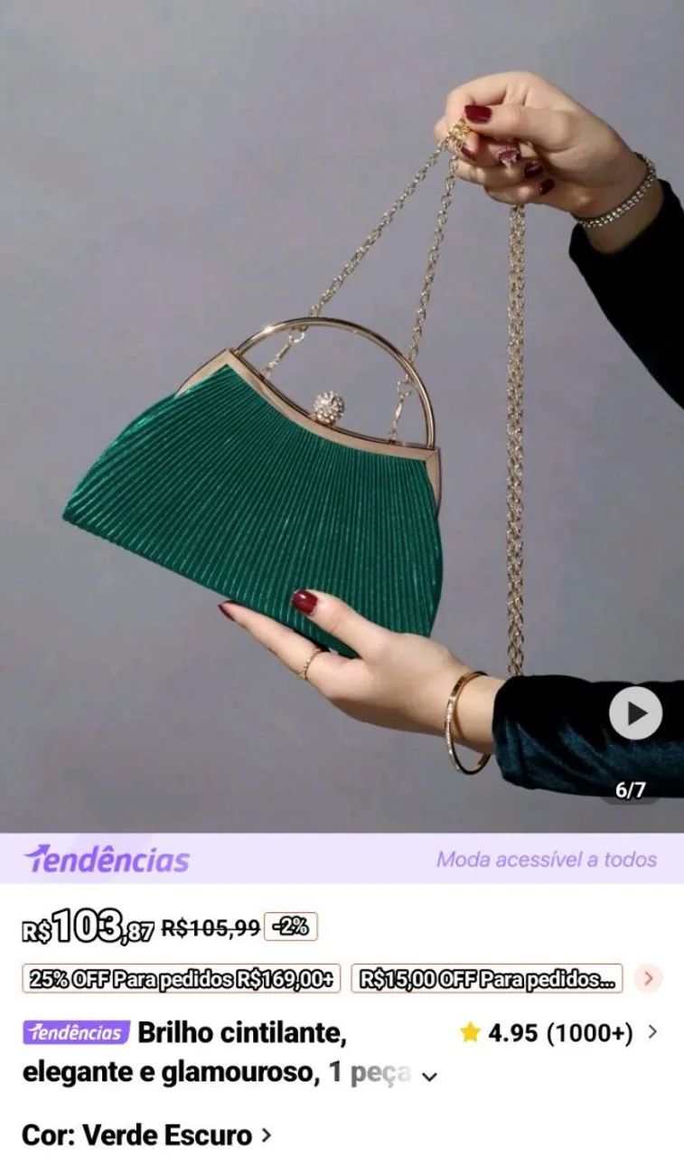 Bolsa verde esmeralda nova  - Foto 5