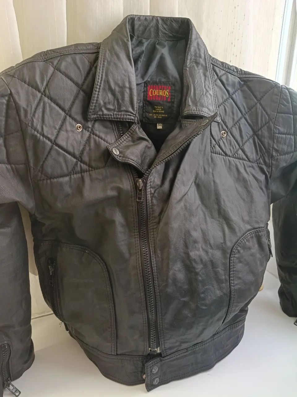 Jaqueta e calça de couro legítimo motociclista 