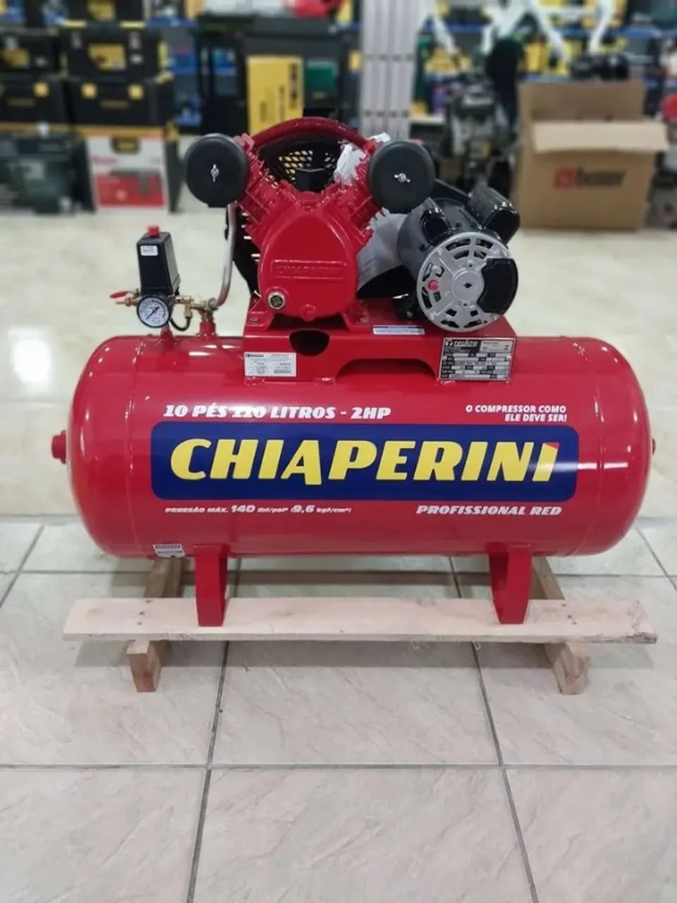 Compressor de Ar 110L Profissional 140psi 2cv weg 10 Pés Chiaperini (Loja)