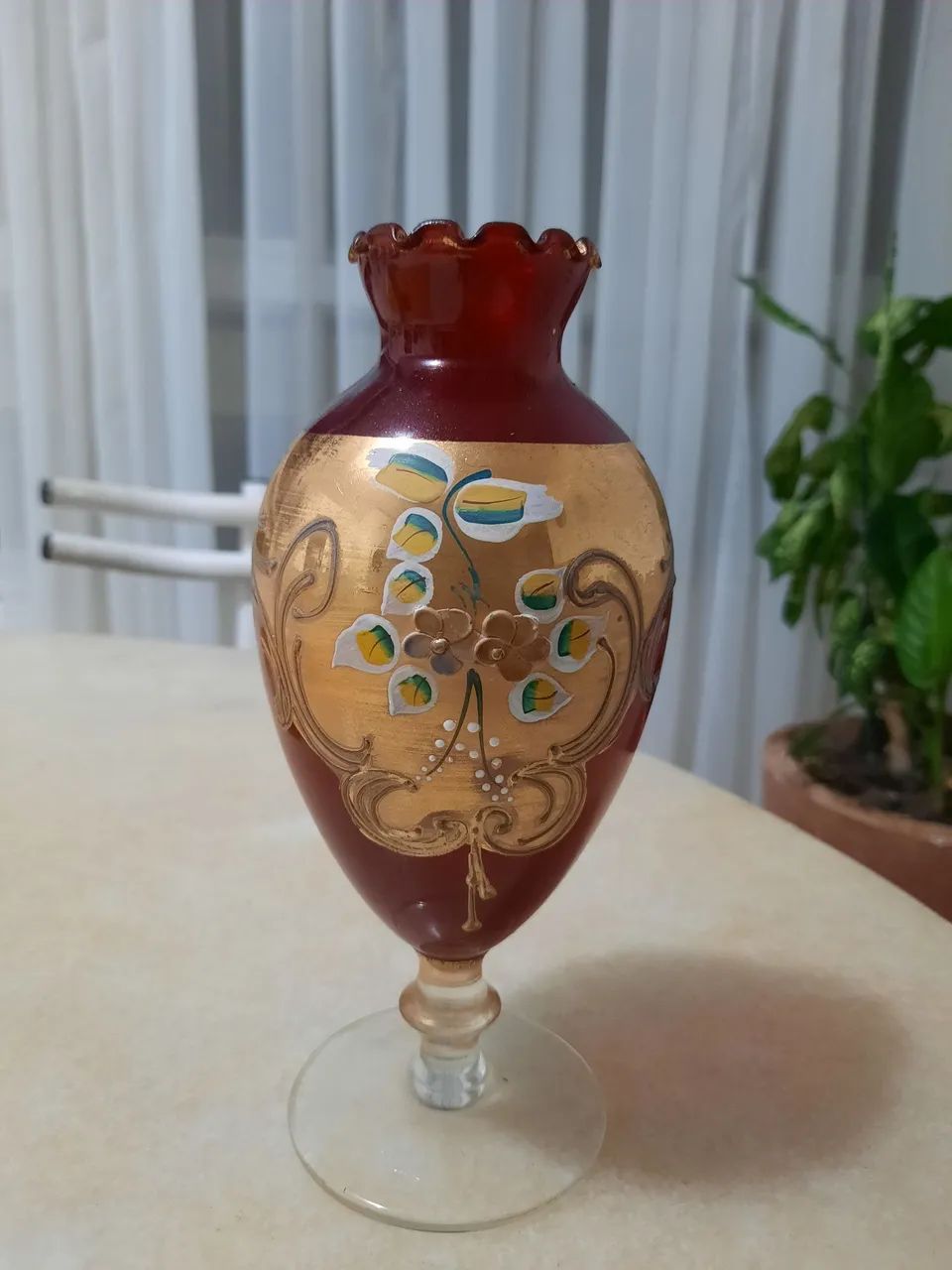 Floreira antiga veneziana art nouveau cristal  - Foto 5