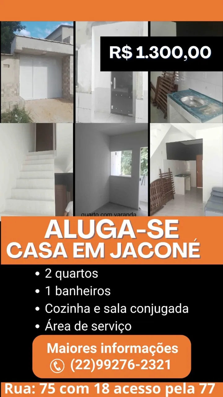 Aluga-se casa 2 quartos com vaga de garagem em Jaconé