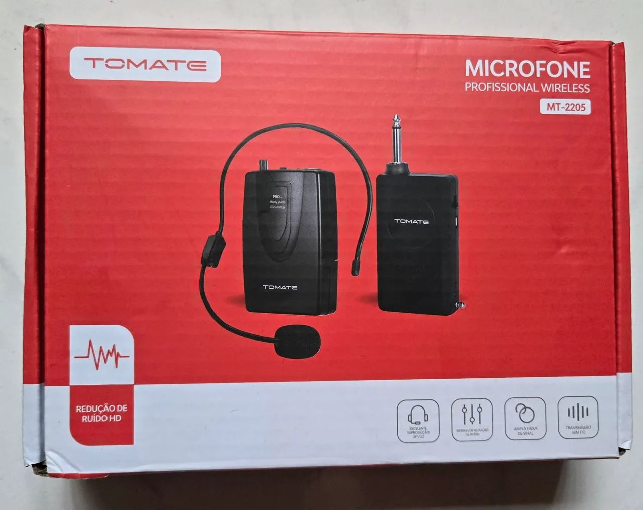 Microfone sem fio headset Tomate