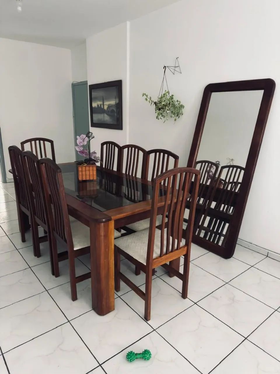Wooden table with 8 chairs and mirror64315087780867120