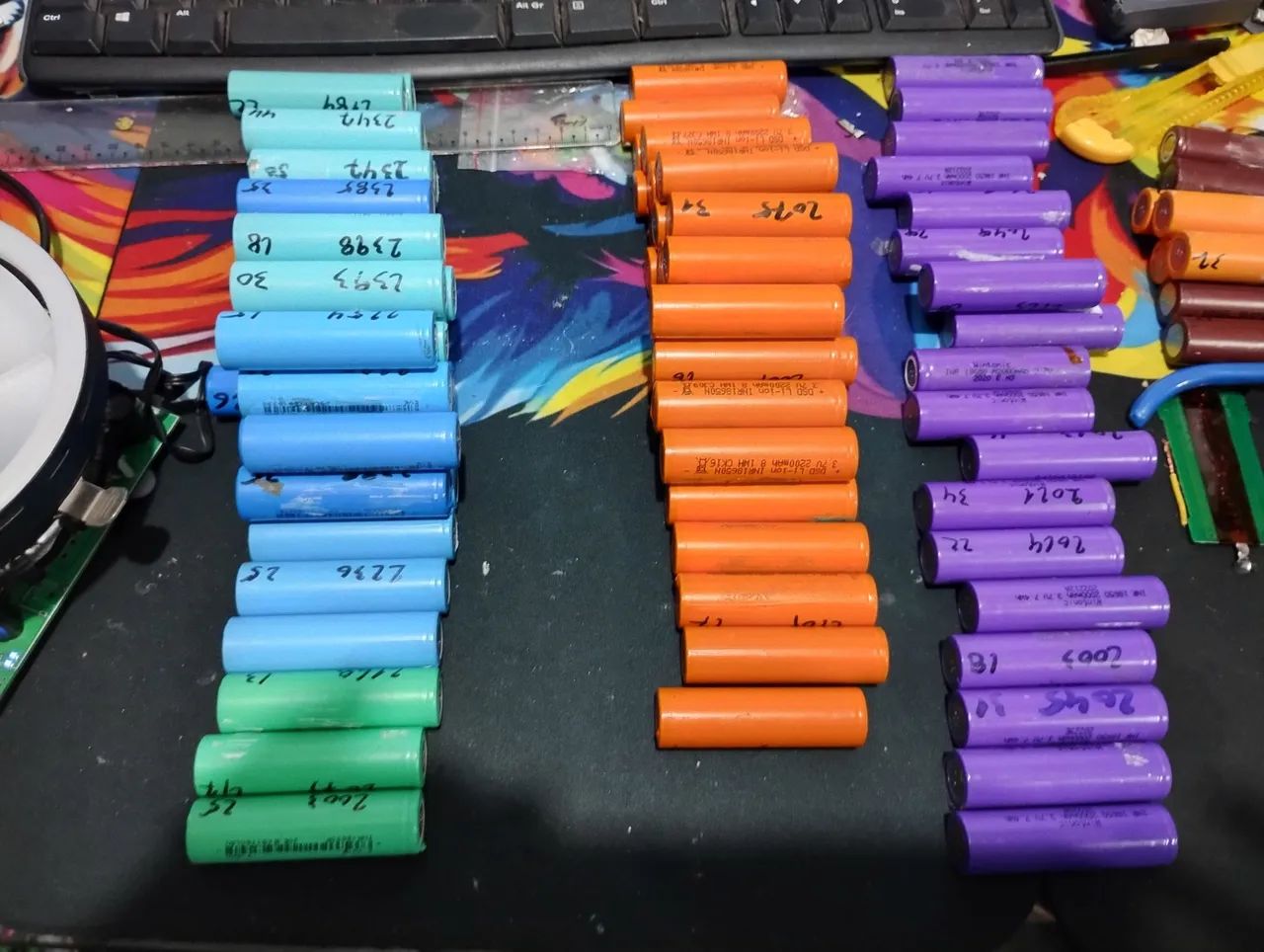 80 células 18650 recicladas de notebook 