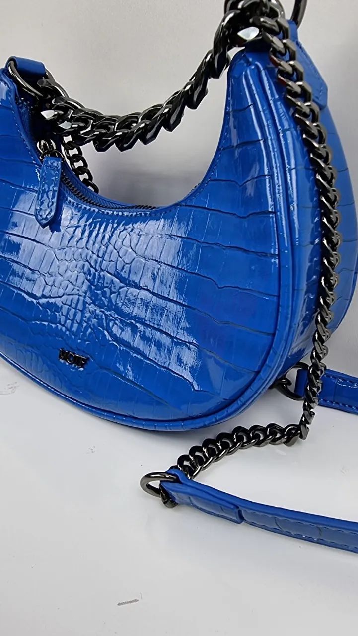 Bolsa feminina MOFT Transversal Croco Azul - Foto 3