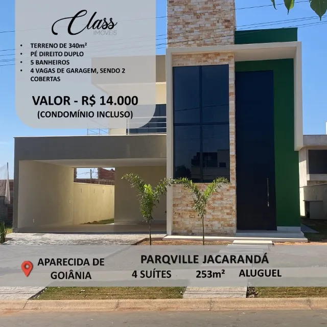 SOBRADO PARQVILLE JACARANDÁ - 253m² - 4 SUÍTES - R$14.000