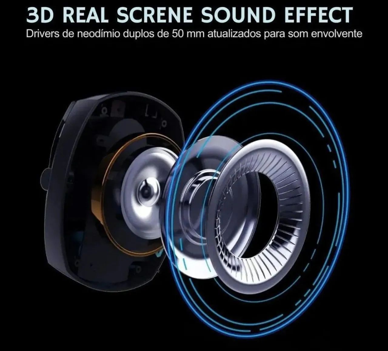 Headset sem fio acinaci preto 2.4ghz  - Foto 2