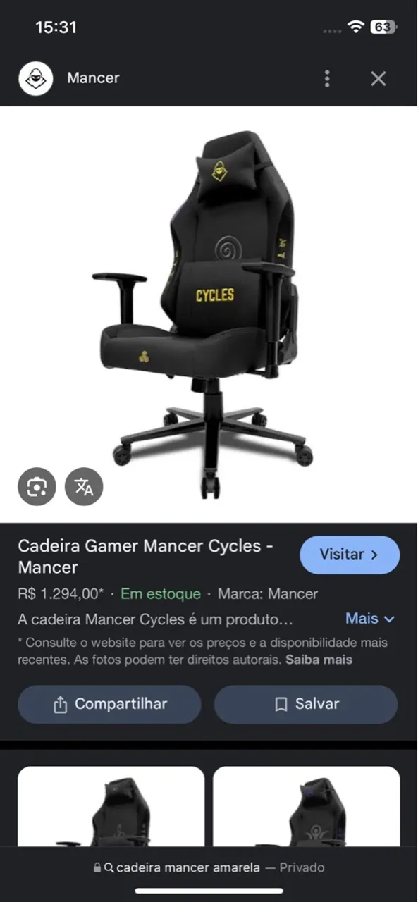 Cadeira Gamer Mancer Cycles - Preta