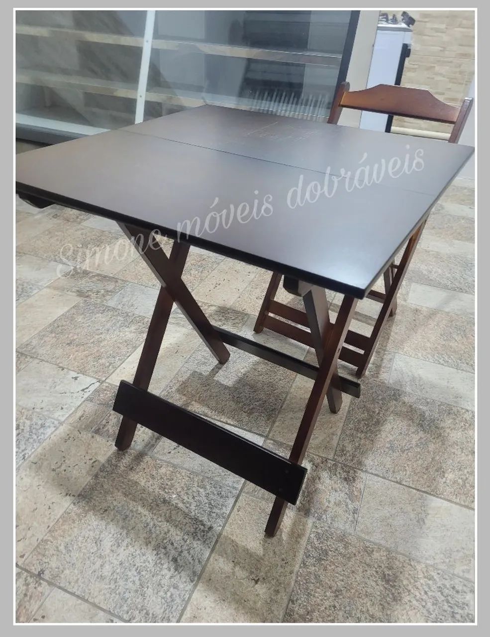 Mesa dobrável 70x70 madeira