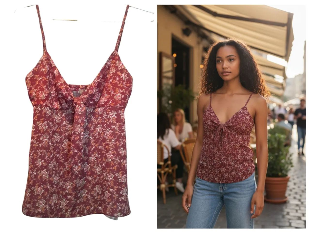 Blusa de chifon forrado, com alcinhas e estampa floral. - Foto 3