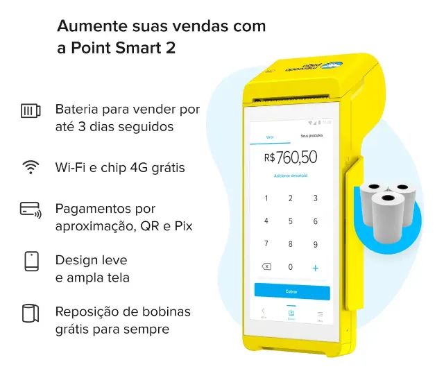 Máquina De Cartão Point Smart 2 4g Wifi na Caixa Lacrada!!!! - Foto 5