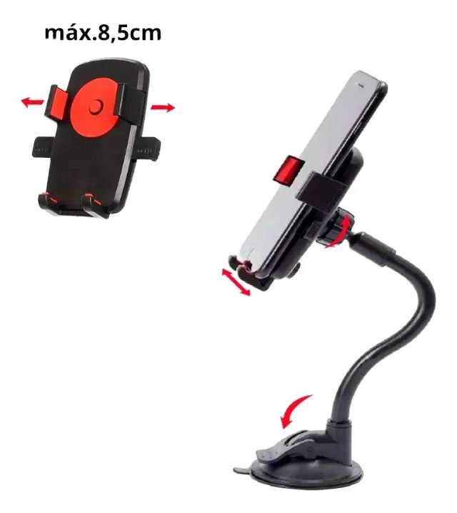 Suporte veicular para celular no para-brisa, 360 graus, preto, B-Max - Foto 4