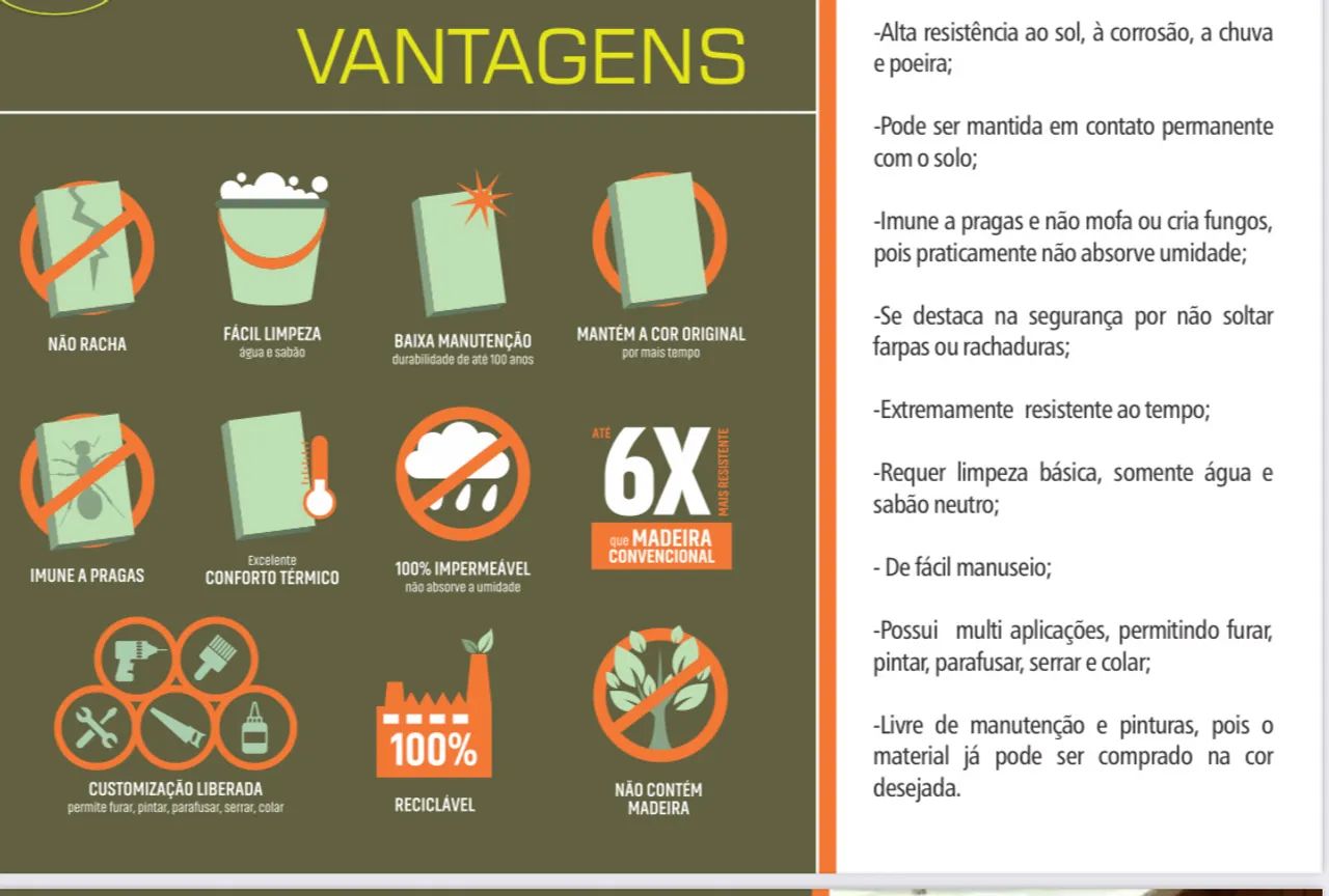 Madeira plastica Ecológica com 15 anos de durabilidade  - Foto 2