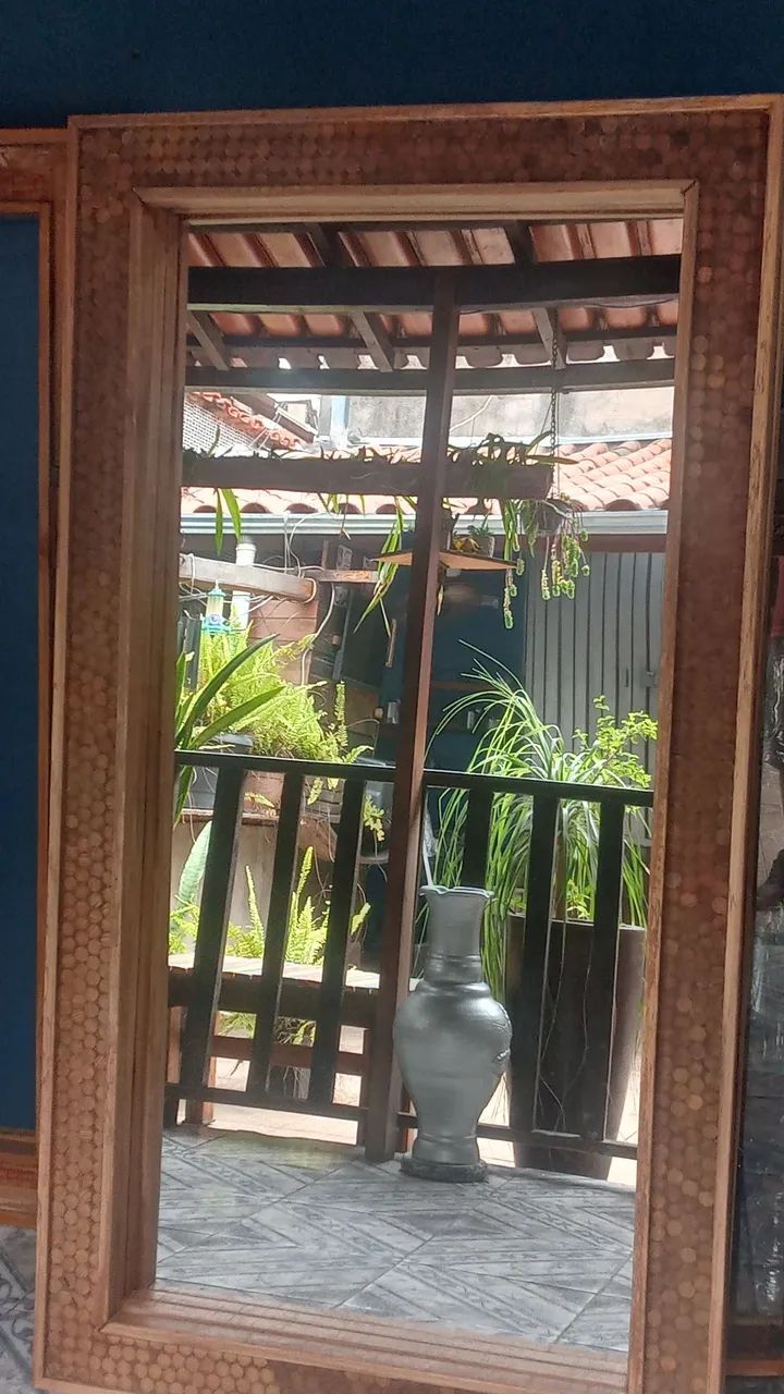 Espelho de madeira de demolição rustica