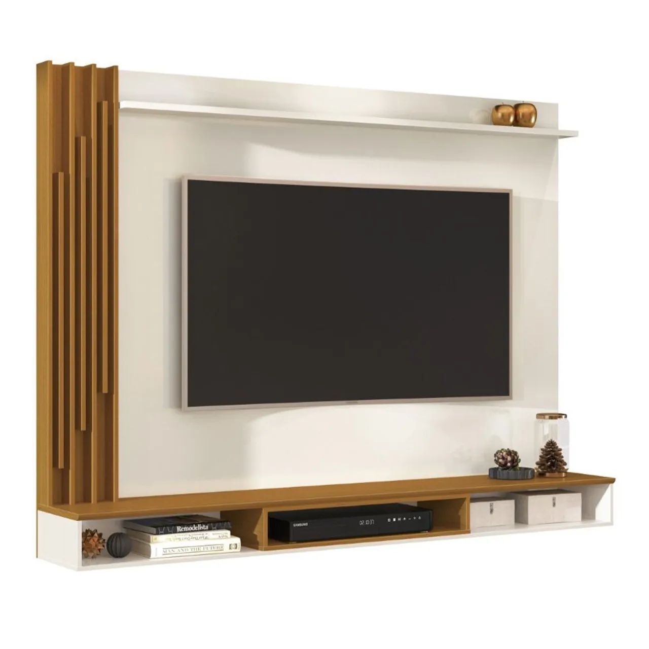 Painel Design Ripado  55? - Off White/Cedro l654 - Foto 2