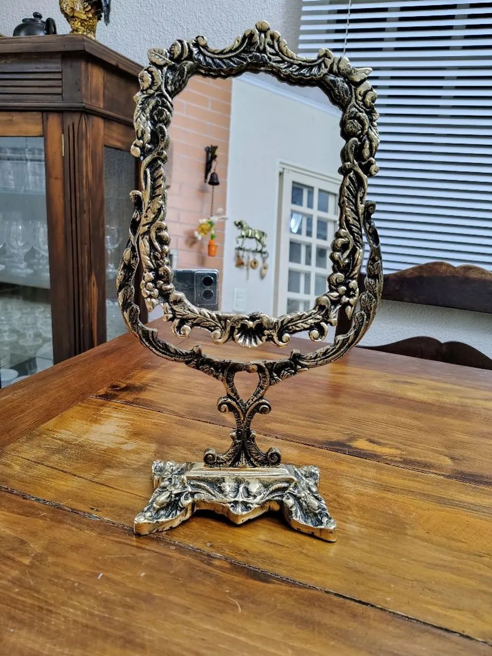 Espelho antigo em bronze - Foto 2