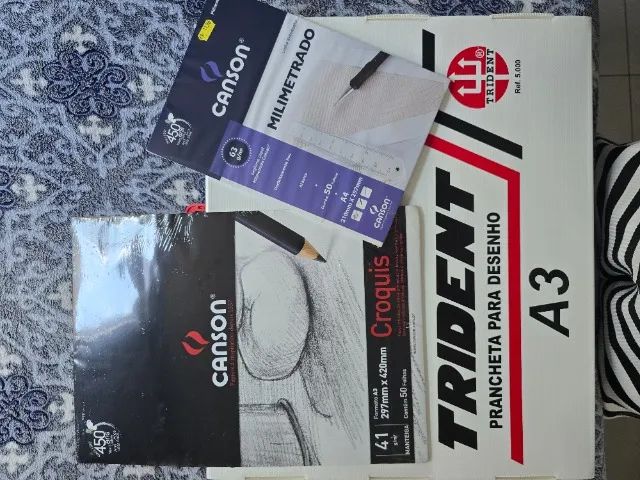 Kit Prancheta Trident Portatil A3 - 42 x 52 cm 5000A + A4 Milimetrado 63g 50 F - Foto 5