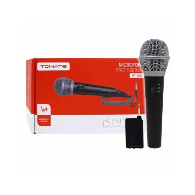 Microfone 2 Em 1 Profissional Com E Sem Fio Som Tv Karaoke - Foto 2