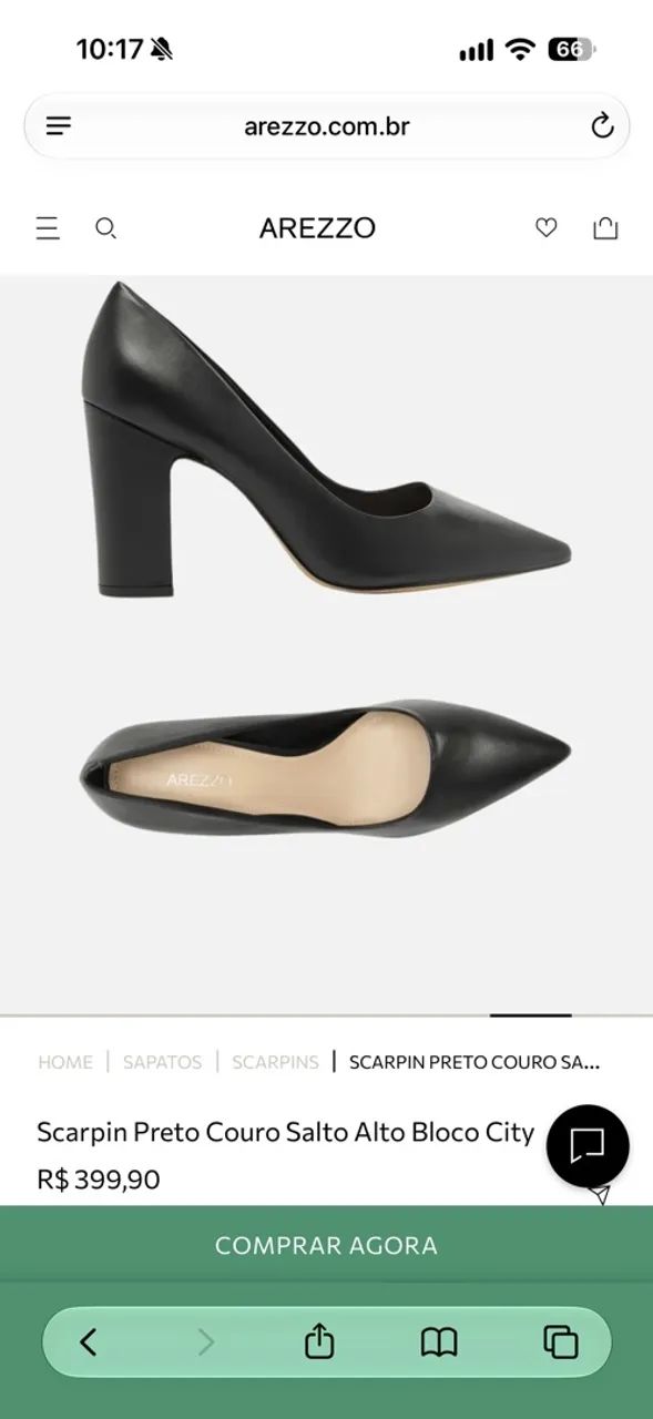 Scarpin Preto Couro Arezzo - Foto 4