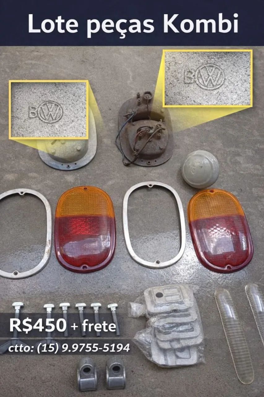 Kombi antiga corujinha - Lote peças 