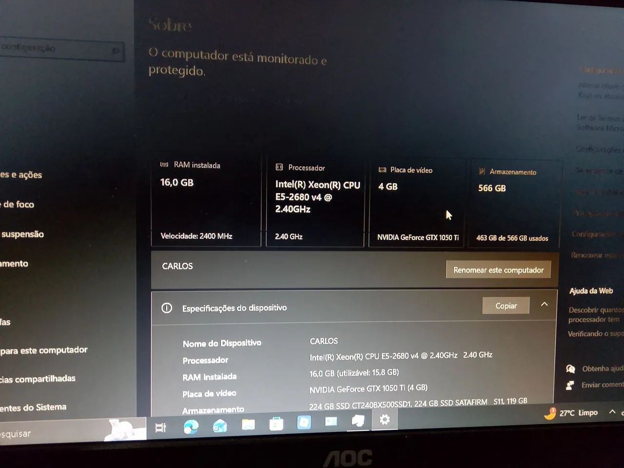 Placa de vídeo GTX 1050 ti de 4 GB de ram nova - Foto 5
