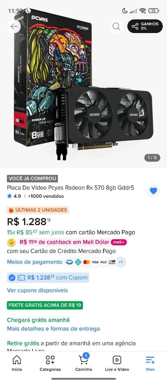 Rx570 8gb  - Foto 3