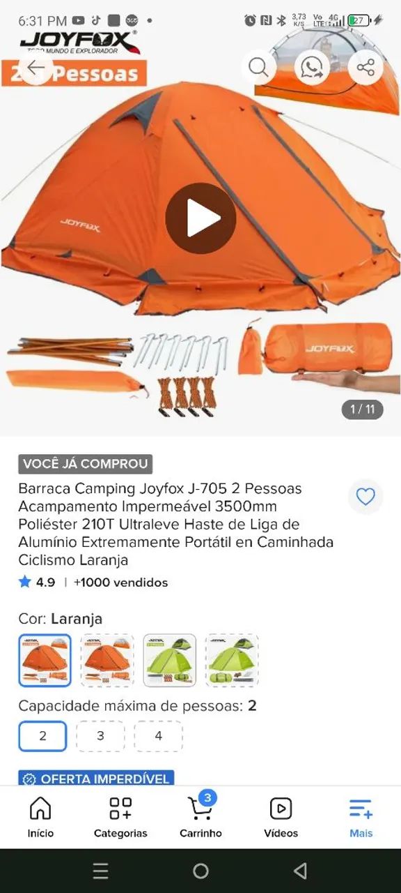 Barraca camping impermeável  - Foto 3