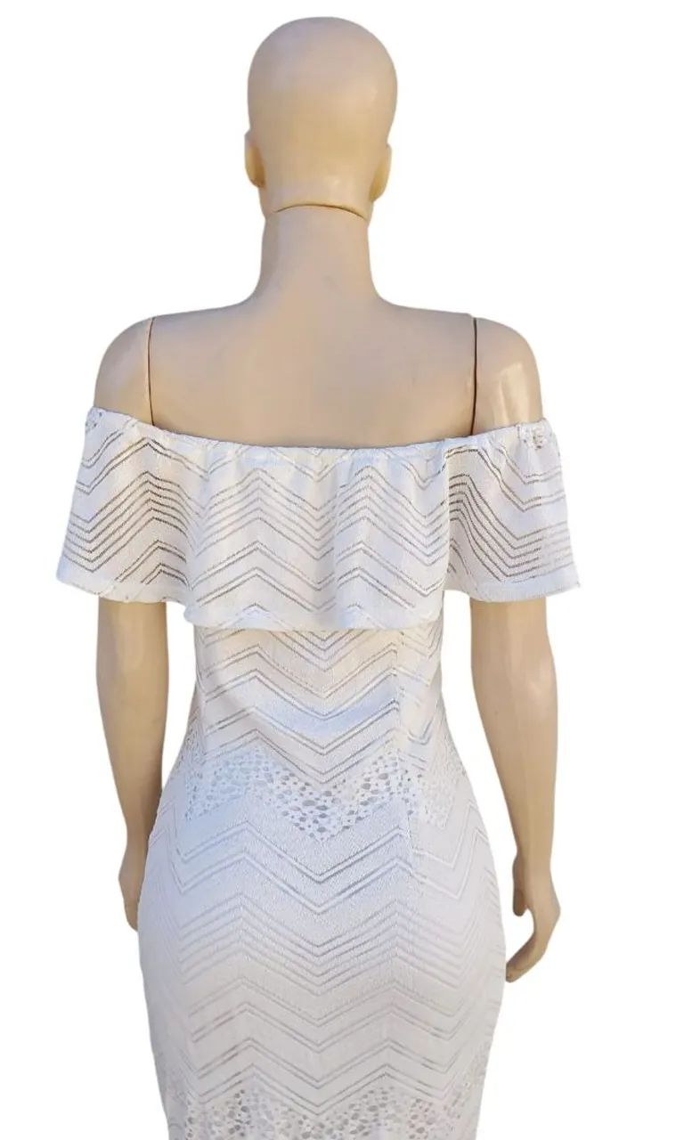 Vestido Longo Ciganinha Branca M - Foto 5