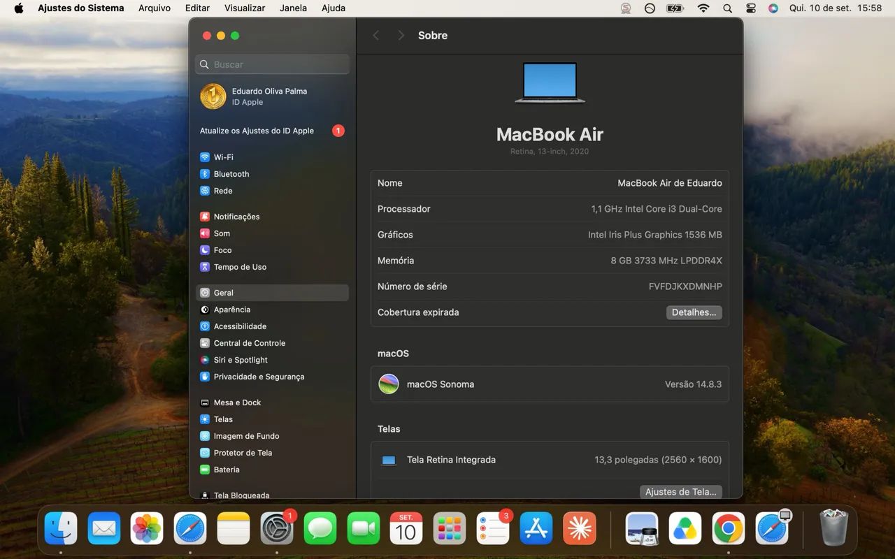 MacBook Air 2020 (Intel, 13") - i3, 8GB RAM, 256GB SSD - Ótimo estado, bateria saudável - Foto 5