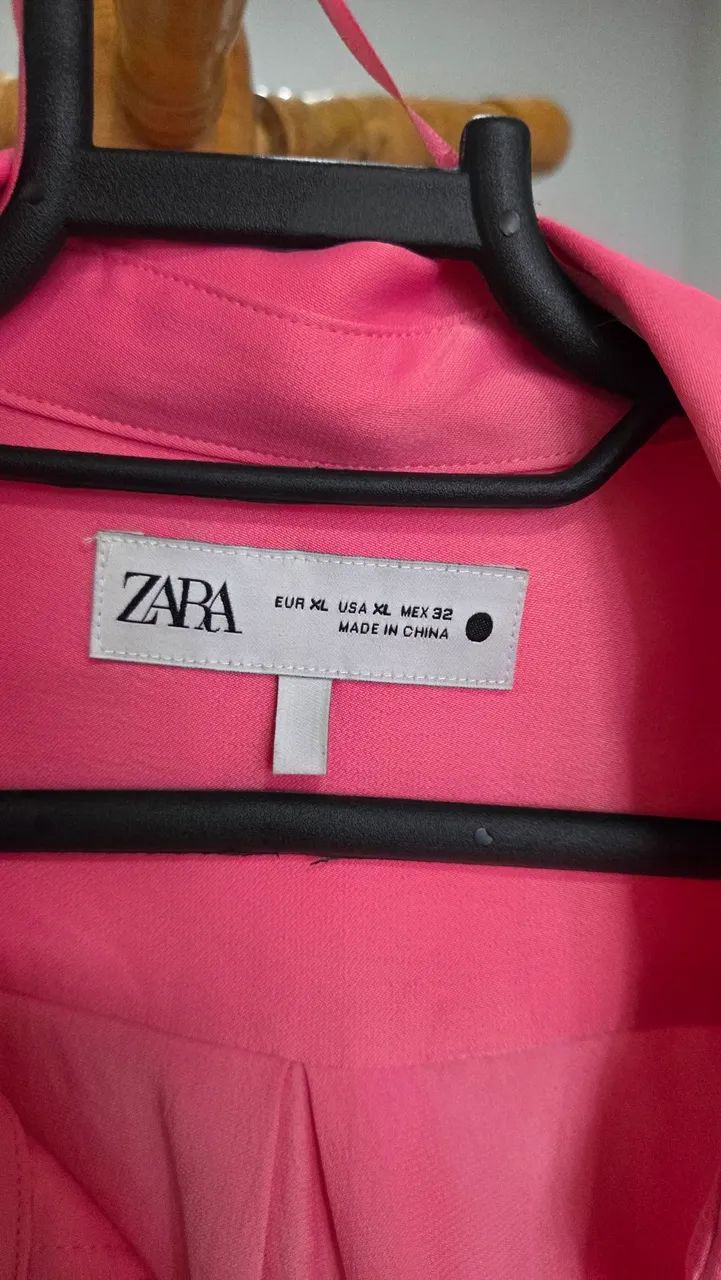CAMISA ZARA CETIM ROSA - Foto 2