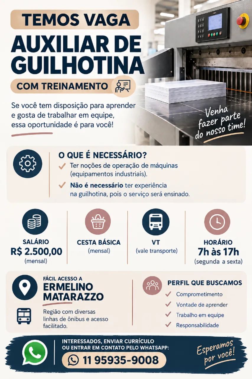 Operador Auxiliar de Guilhotina