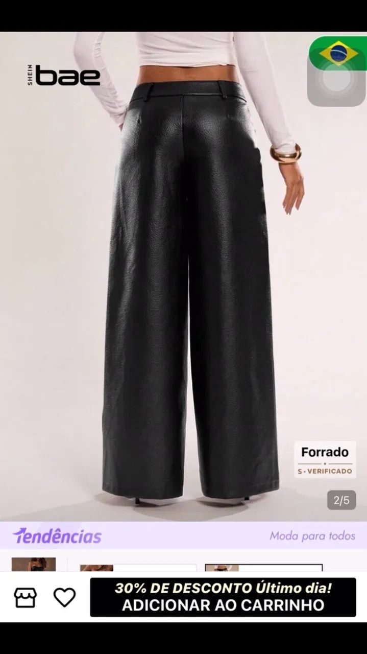 SHEIN BAE CALÇA, CALÇA DE COURO COM AS PERNAS LARGA - Foto 3