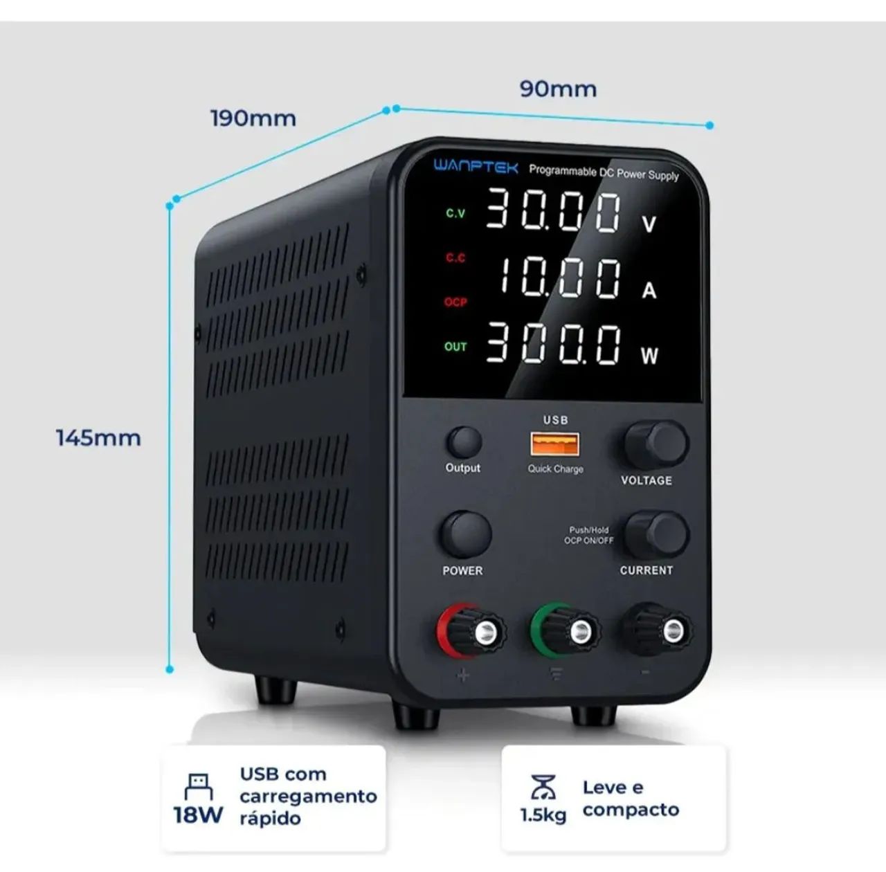 Fonte de Bancada Wanptek 30V 10A 300W - 4 Dígitos - Foto 5