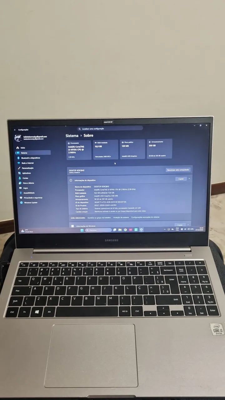 Note i3 10°geração 16gb de ram