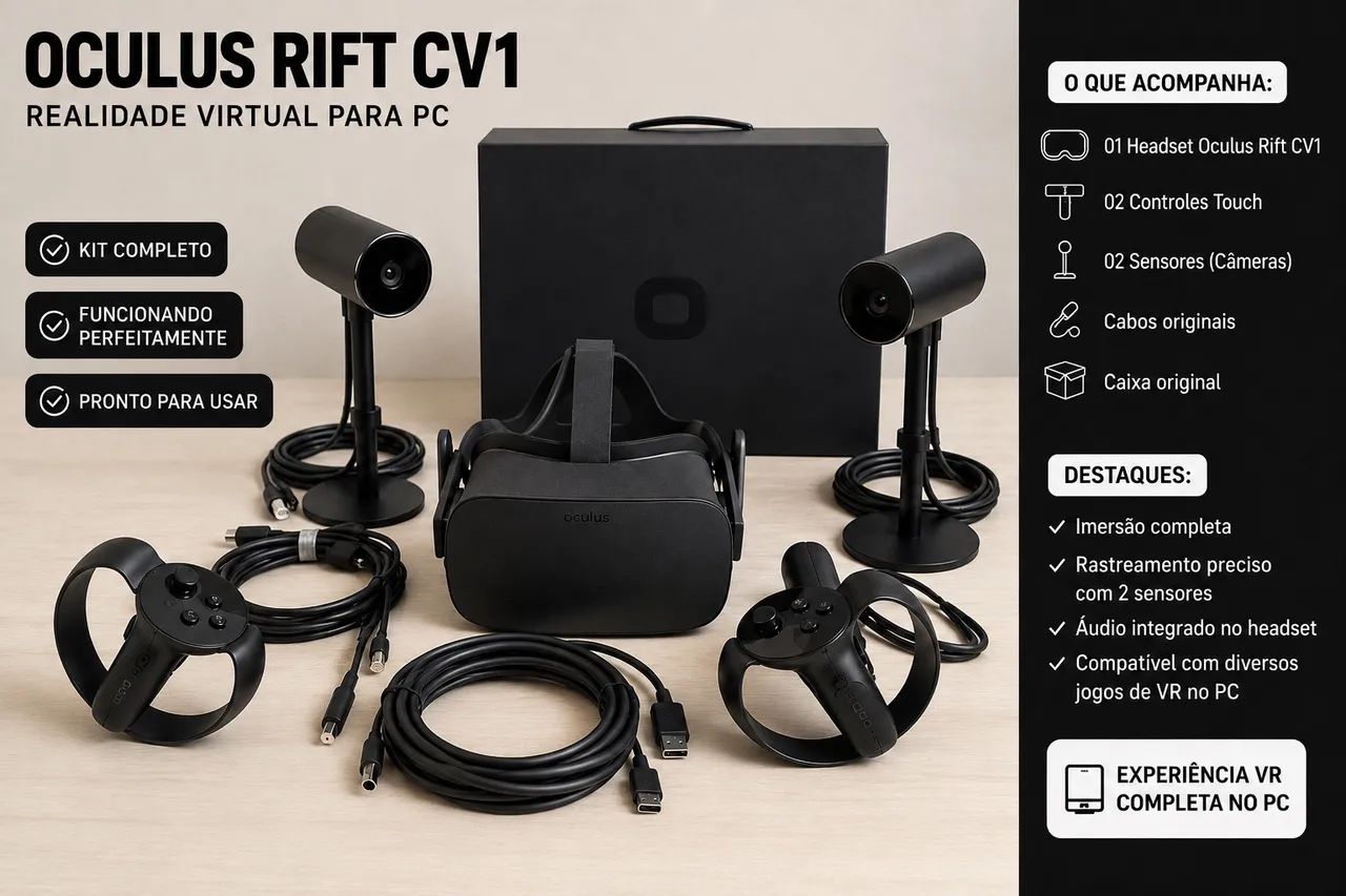 Óculos de realidade virtual - Oculus Rift CV1 completo  - Foto 3