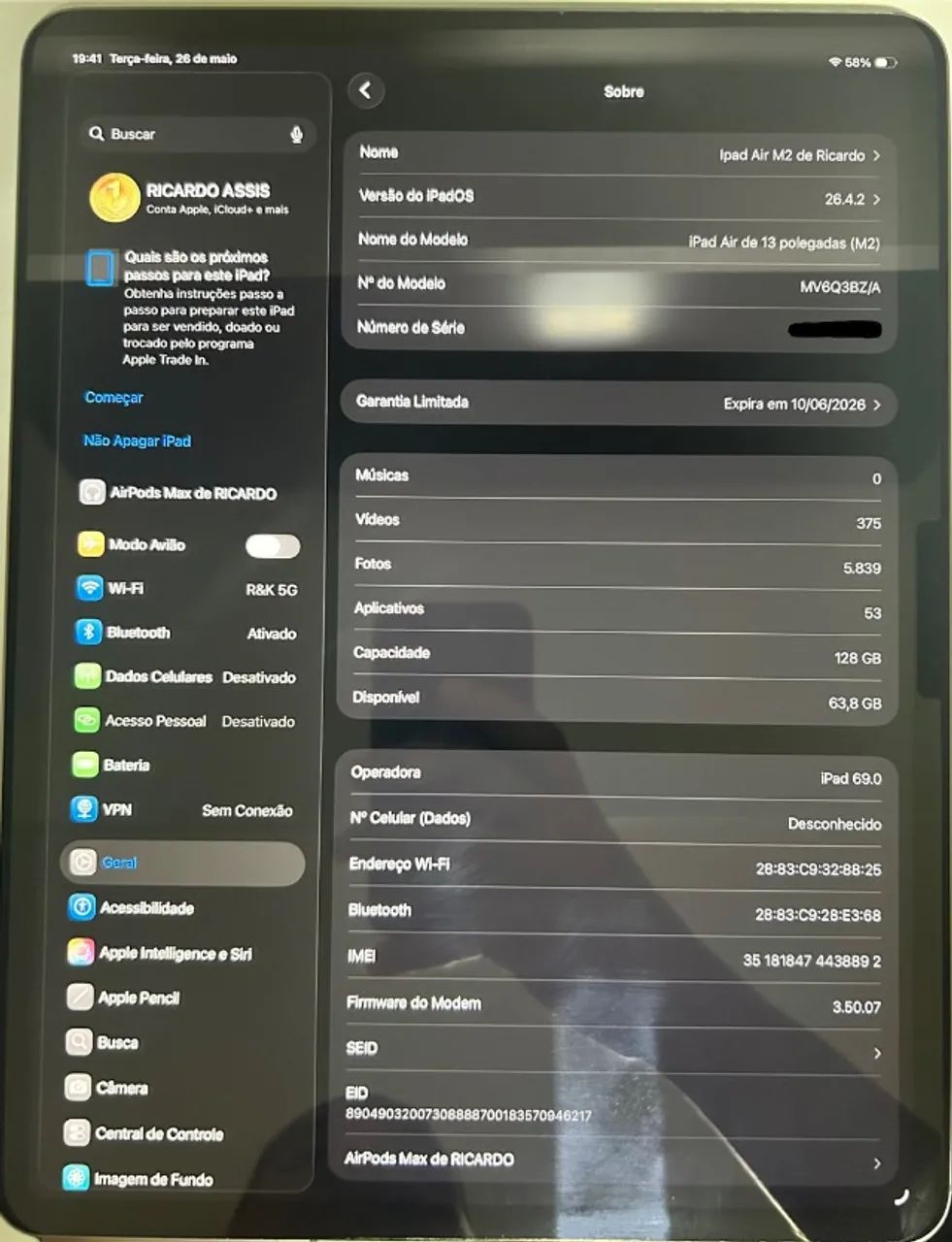 Tablet iPad Air 13 M2 Wi-fi + Celular (impecável) - Foto 3