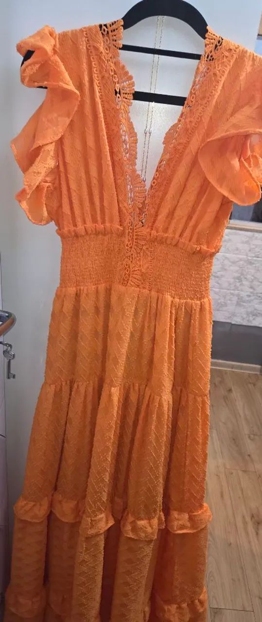 Vestido longo laranja vde leise tam M - Foto 3