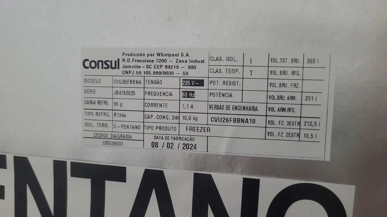 Freezer Vertical Consul e Electrolux - Super Novos valor unitário