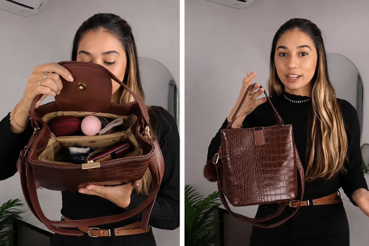 Bolsa Média de ombro de Couro PU- NOVO - Foto 5