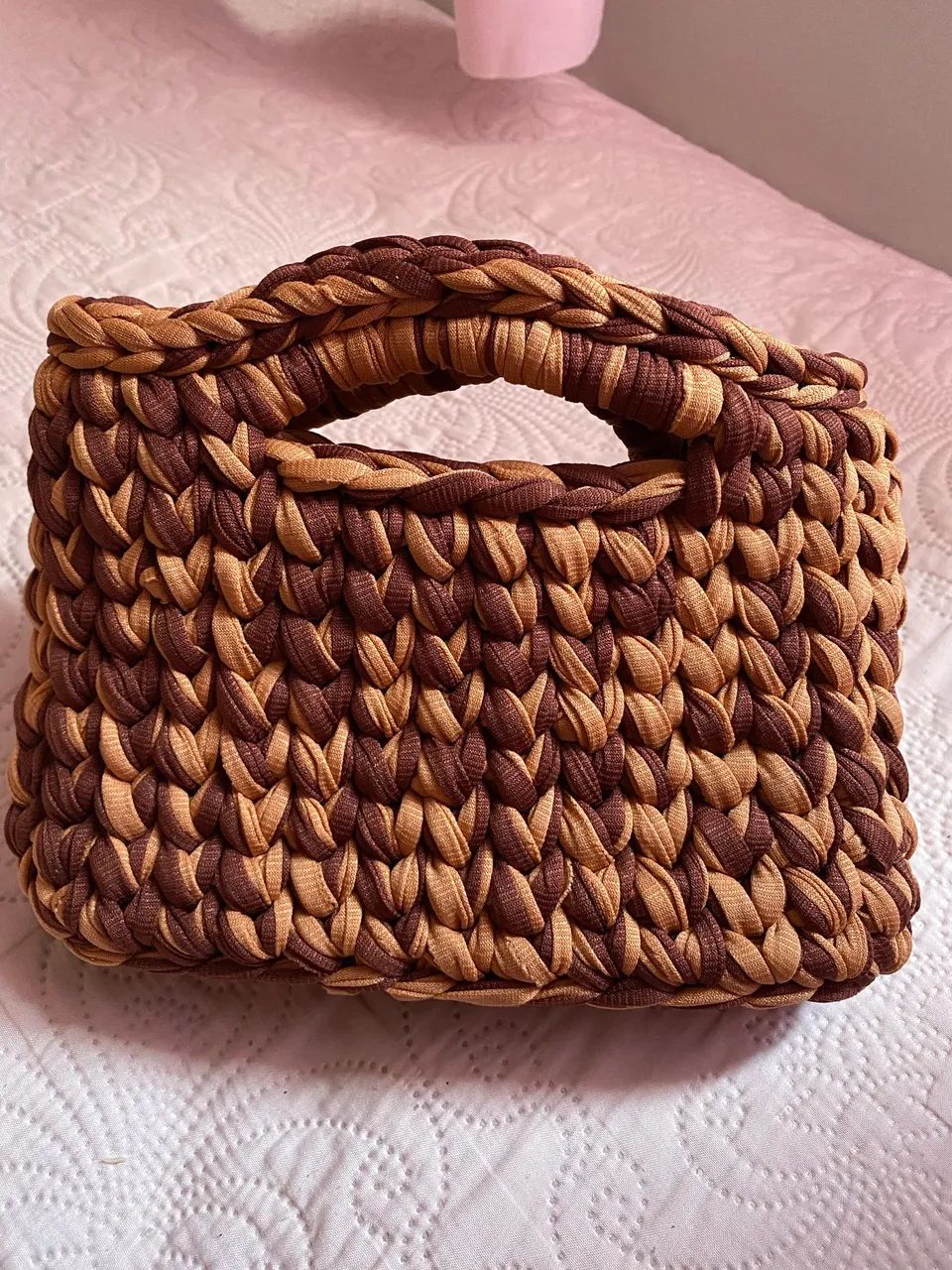 Bolsa de Crochê Artesanal Marrom e Caramelo - Foto 3